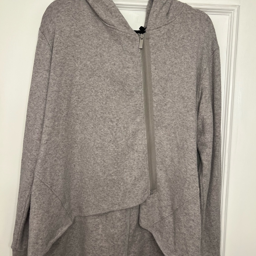 Betabrand beige asymmetrical hoddie